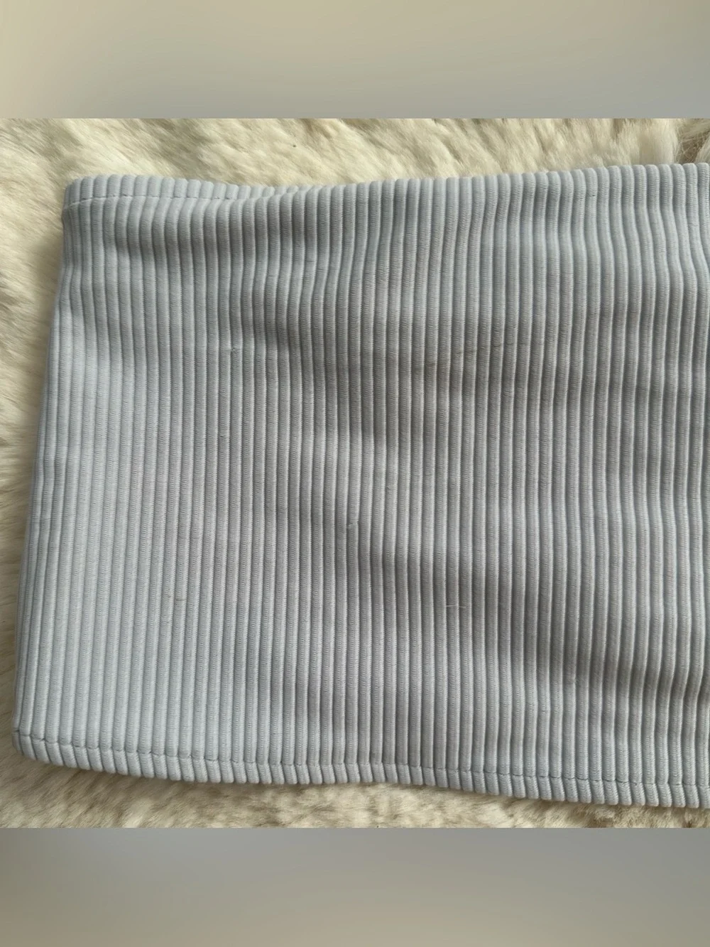 NWT Frankie’s Bikinis Jenna Ribbed Light Blue Bandeau Strapless Bikini Top